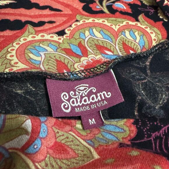 Salaam Paisley Black Floral Skirt A Line Swing Mini Knee Length Medium Small - Picture 3 of 6